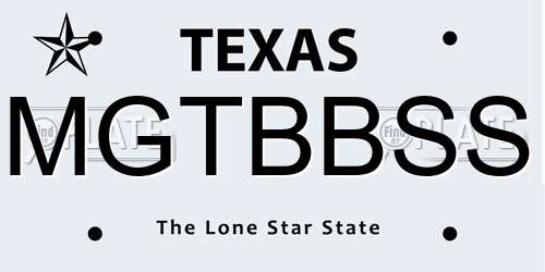 MGTBBSS Texas License Plate