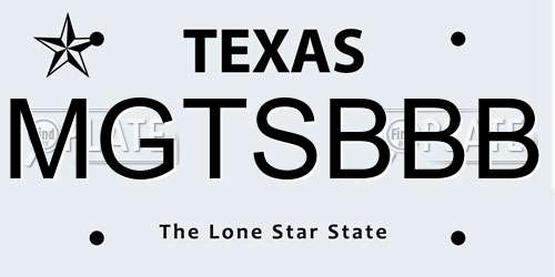 MGTSBBB Texas License Plate