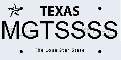MGTSSSS Texas License Plate