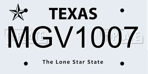 MGV1007 Texas License Plate