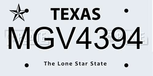 MGV4394 Texas License Plate