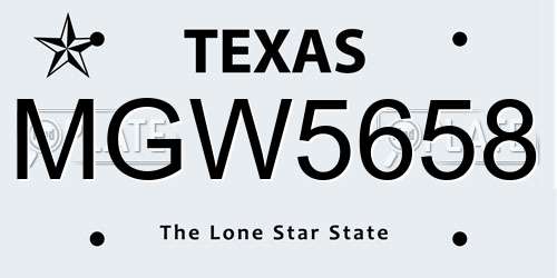 MGW5658 Texas License Plate