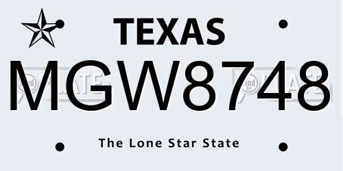 MGW8748 Texas License Plate