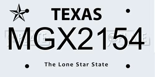 MGX2154 Texas License Plate