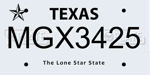 MGX3425 Texas License Plate