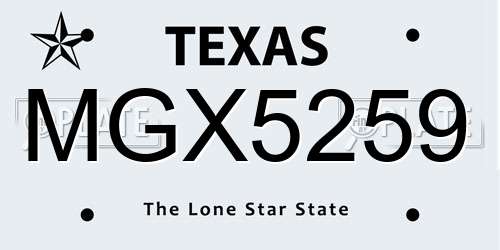 MGX5259 Texas License Plate