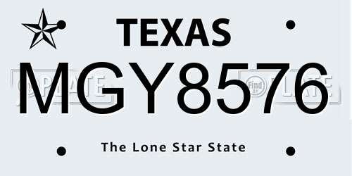 MGY8576 Texas License Plate