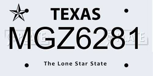 MGZ6281 Texas License Plate