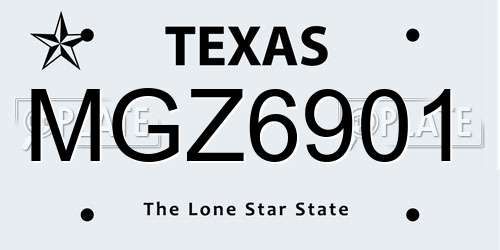 MGZ6901 Texas License Plate
