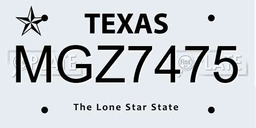 MGZ7475 Texas License Plate