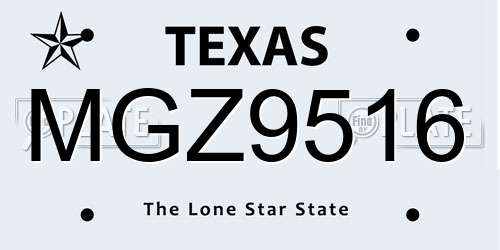 MGZ9516 Texas License Plate