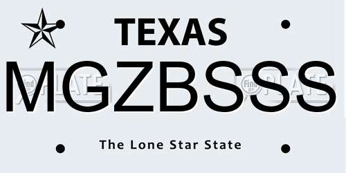 MGZBSSS Texas License Plate