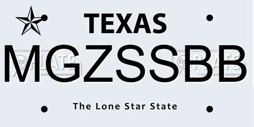 MGZSSBB Texas License Plate