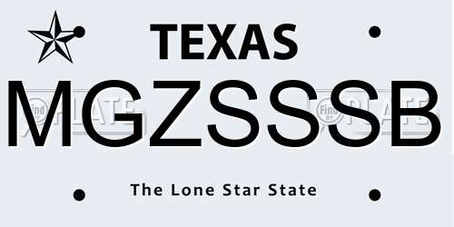 MGZSSSB Texas License Plate