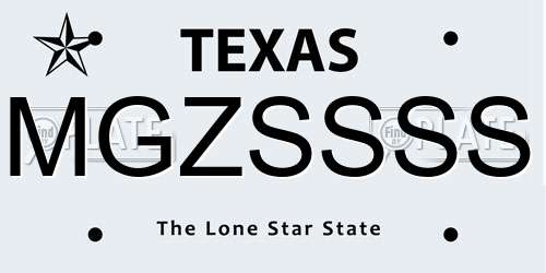 MGZSSSS Texas License Plate