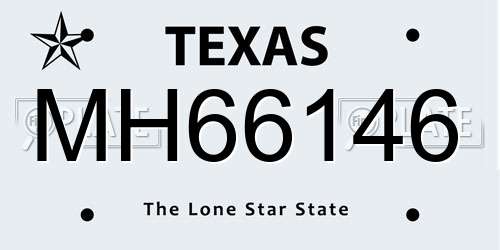 MH66146 Texas License Plate