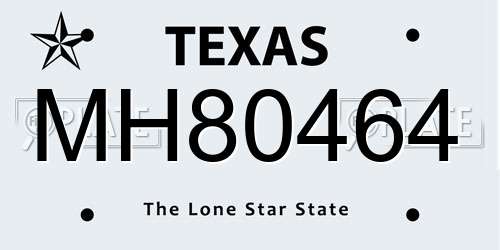 MH80464 Texas License Plate