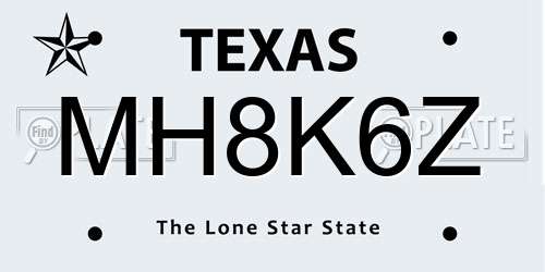 MH8K6Z Texas License Plate
