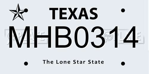 MHB0314 Texas License Plate