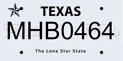 MHB0464 Texas License Plate
