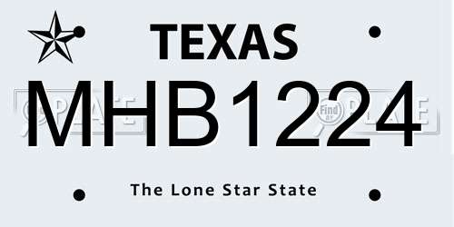 MHB1224 Texas License Plate