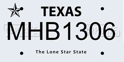 MHB1306 Texas License Plate