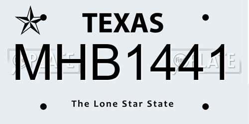 MHB1441 Texas License Plate