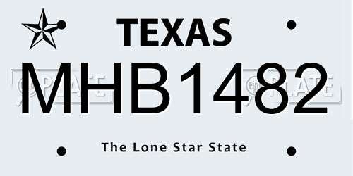 MHB1482 Texas License Plate