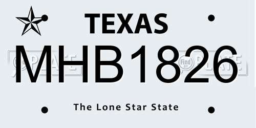 MHB1826 Texas License Plate