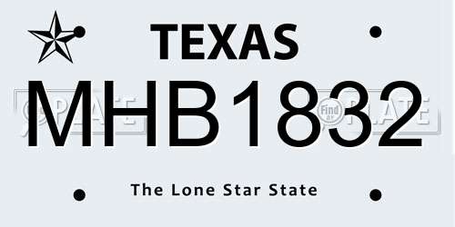 MHB1832 Texas License Plate