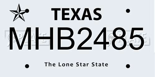 MHB2485 Texas License Plate