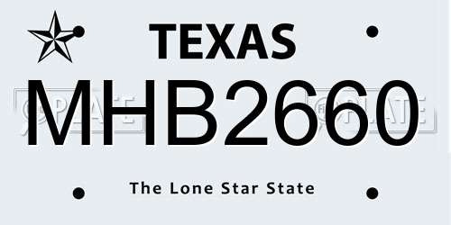 MHB2660 Texas License Plate