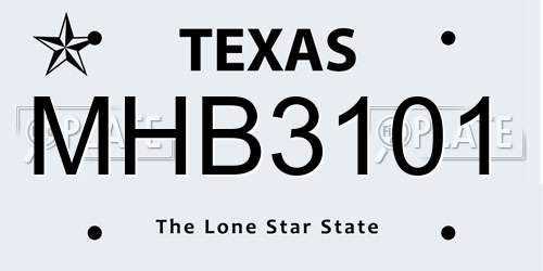 MHB3101 Texas License Plate