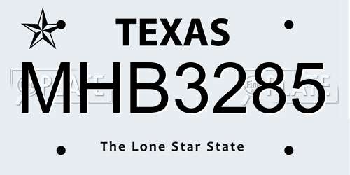 MHB3285 Texas License Plate