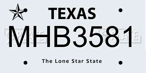 MHB3581 Texas License Plate