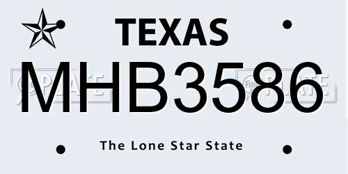 MHB3586 Texas License Plate