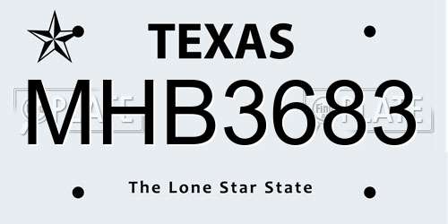 MHB3683 Texas License Plate