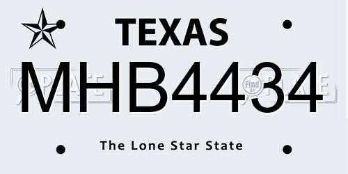 MHB4434 Texas License Plate