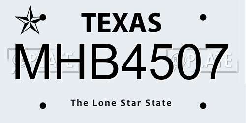 MHB4507 Texas License Plate