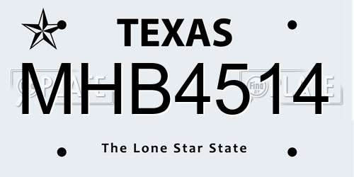 MHB4514 Texas License Plate
