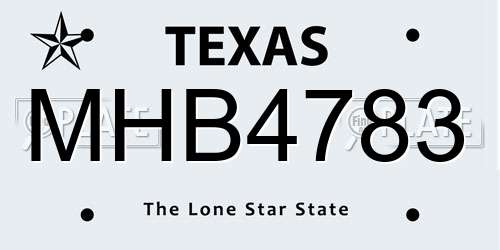 MHB4783 Texas License Plate