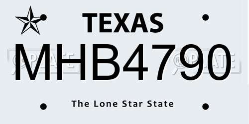 MHB4790 Texas License Plate