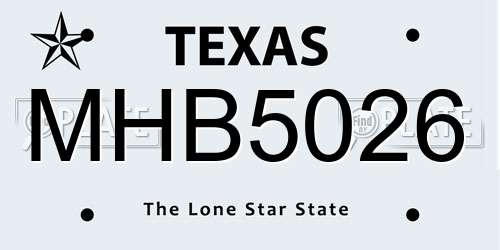 MHB5026 Texas License Plate