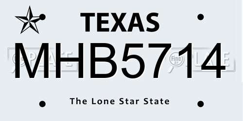 MHB5714 Texas License Plate