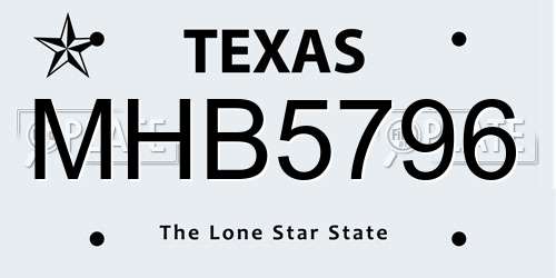 MHB5796 Texas License Plate