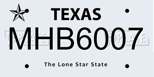 MHB6007 Texas License Plate