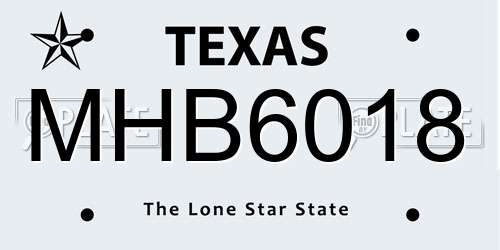 MHB6018 Texas License Plate