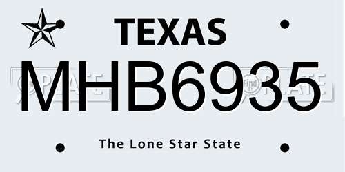 MHB6935 Texas License Plate