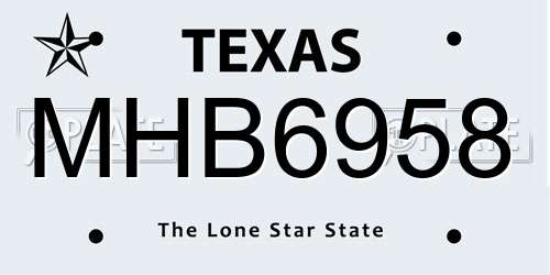 MHB6958 Texas License Plate