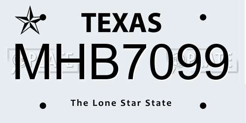 MHB7099 Texas License Plate